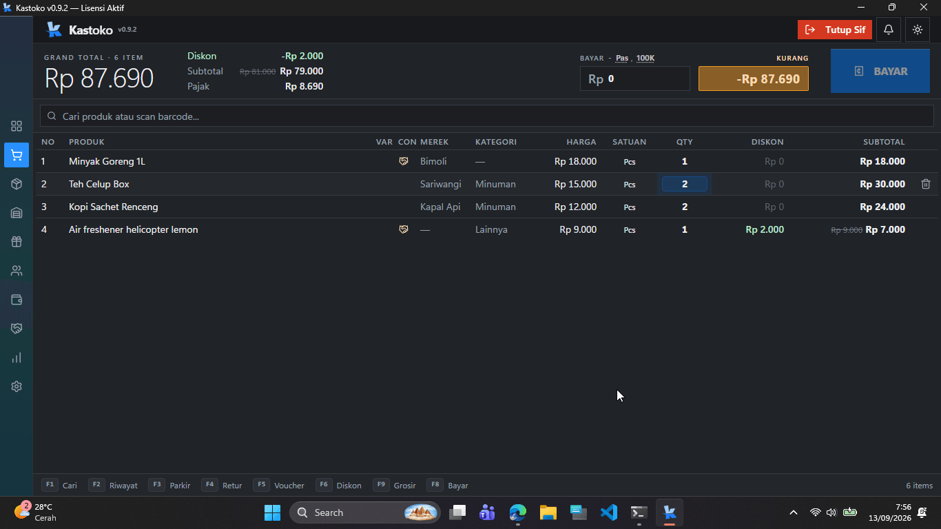 Kastoko POS app screenshot